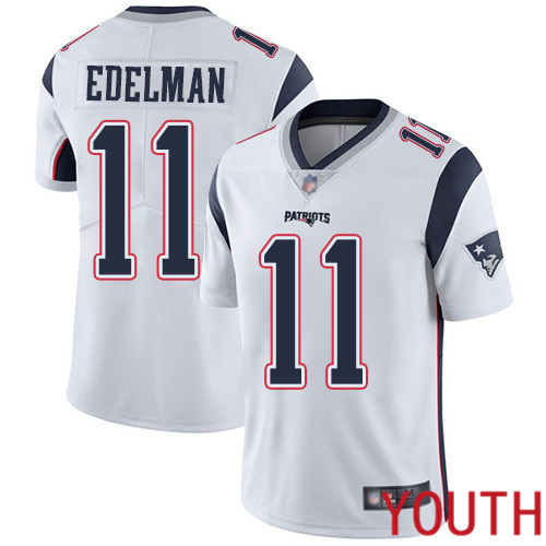 New England Patriots Football #11 Vapor Limited White Youth Julian Edelman Road NFL Jersey->new england patriots->NFL Jersey